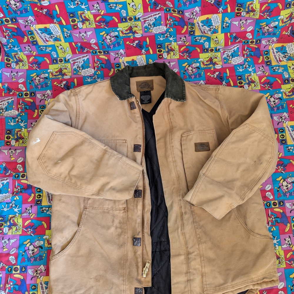Dickies Tan Field Work Jacket with Dark Corduroy Collar